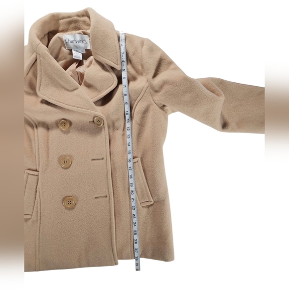 Chadwicks 100% Wool Camel Double-Breasted Peacoat with Wide Lapel Collar Size 14 - Picture 6 of 7